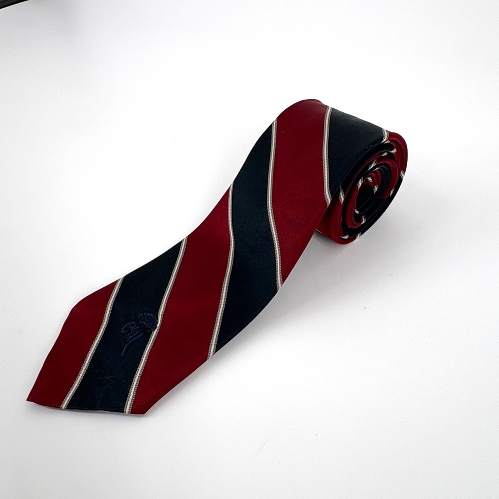 Countess Mara Eagleson's Mens Silk Tie Burgundy Navy Blue Striped Vintage 64"x3"